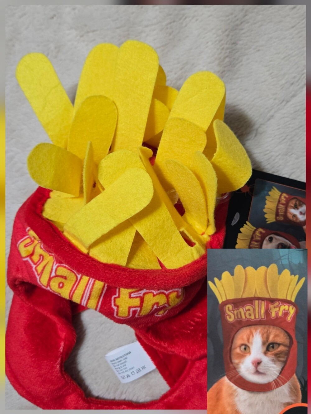 SMALL FRY costume French Fry hat for cat or dog Fries Pet Costume Size M - L NEW